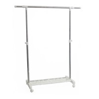 Single-pole telescopic& movable stainless steel garment clothes rail With 4 casters