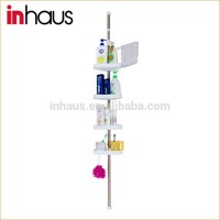 4 tier telescopic stainless steel adhesive bathroom pole shelf