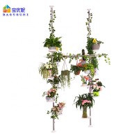 Home Indoor Decorate Metal Double Poles Height Adjusting Plant Pot Holding Rack 5 Layers Flower Vase Floor Standing Rack