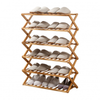 Multi-tier free standing foldable bamboo simple shoe rack plant stand flower display shoe storage shelf without installation